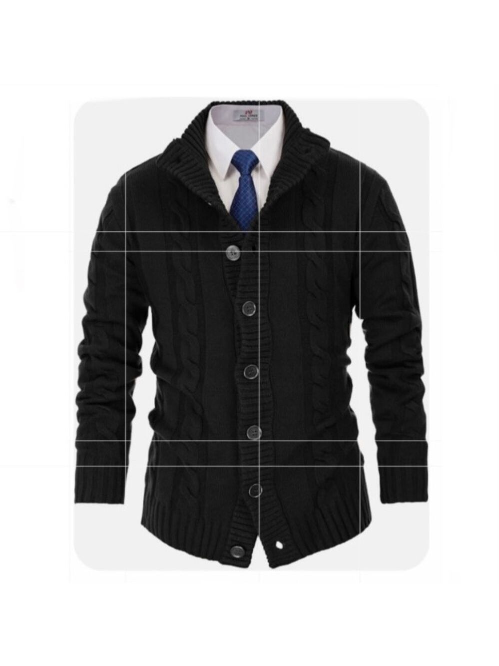 Paul Jones Black Chinky Knitted Cable Knitted Cardigan Sweater - Size 2X